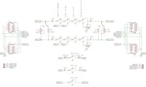 回路構成 — 左右2系統のDSUB9と中央のフォルト注入部