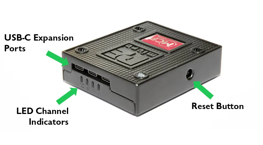 USB-C拡張ポートとリセットボタン