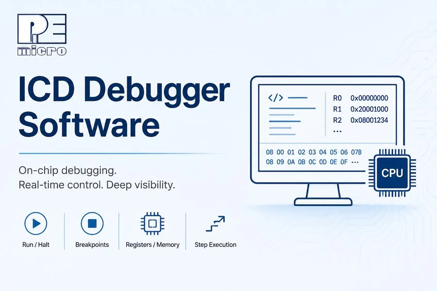 ICD Debugger Software — オンチップデバッグ（Run/Halt・ブレークポイント・レジスタ/メモリ）